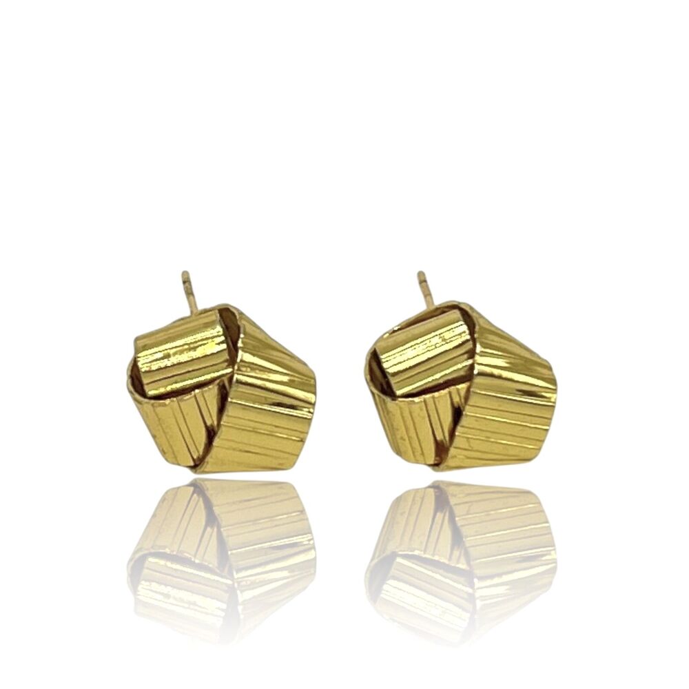 Gold Tone Statement Stud Earrings Modern Ribbed Swirl Post Geometric Wrap Posts